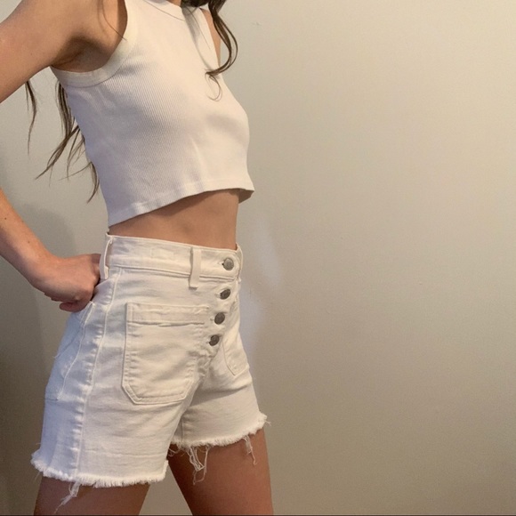 Madewell Pants - Madewell High Rise White Denim Shorts